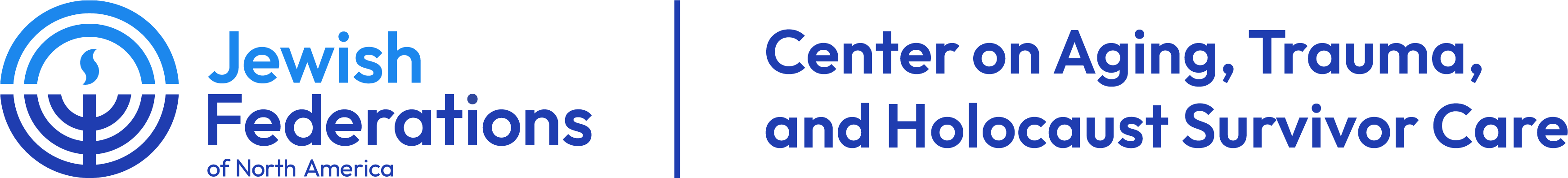 Jewish Federation of North America The Center on Holocaust Survivor Care Institute on Aging and Trauma logo, Link to start page